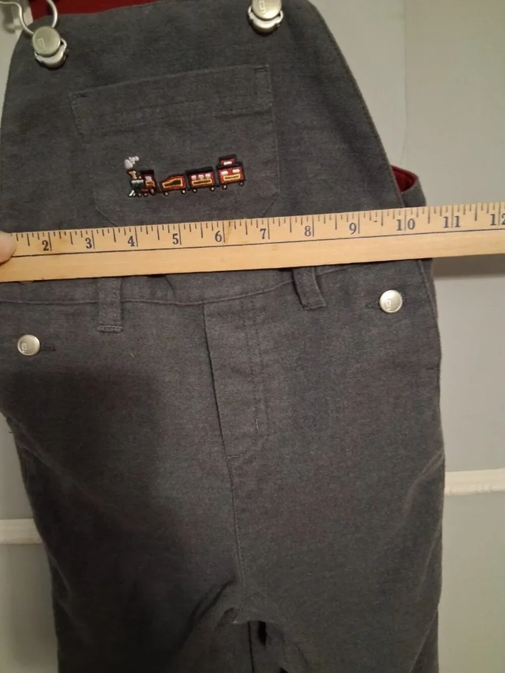Vintage Gymboree Train Overalls Grey Flannel 12-18 Months Warm